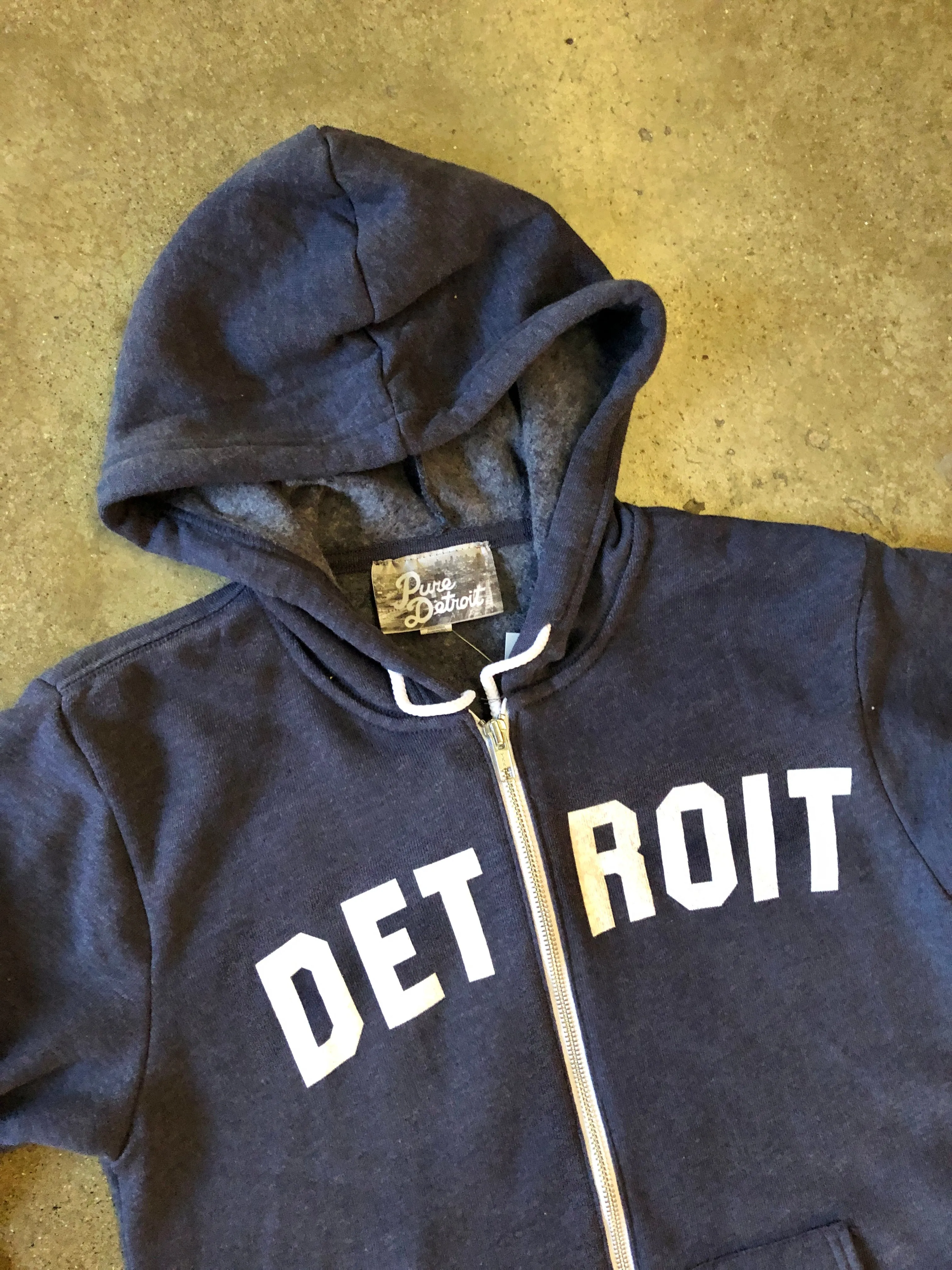 Detroit Classic Tri-Blend Zip Hoodie / White   Heather Navy / Unisex