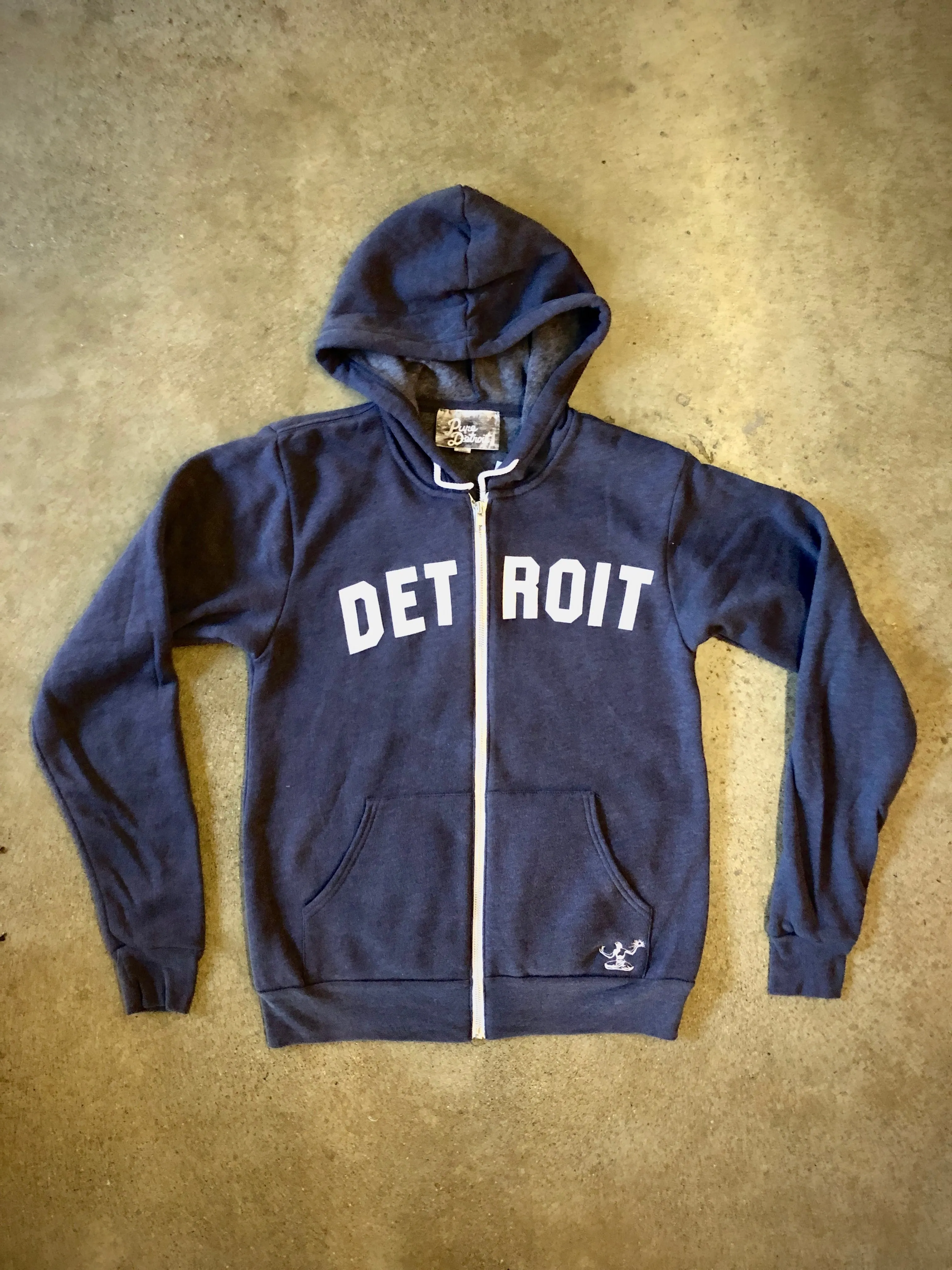 Detroit Classic Tri-Blend Zip Hoodie / White   Heather Navy / Unisex