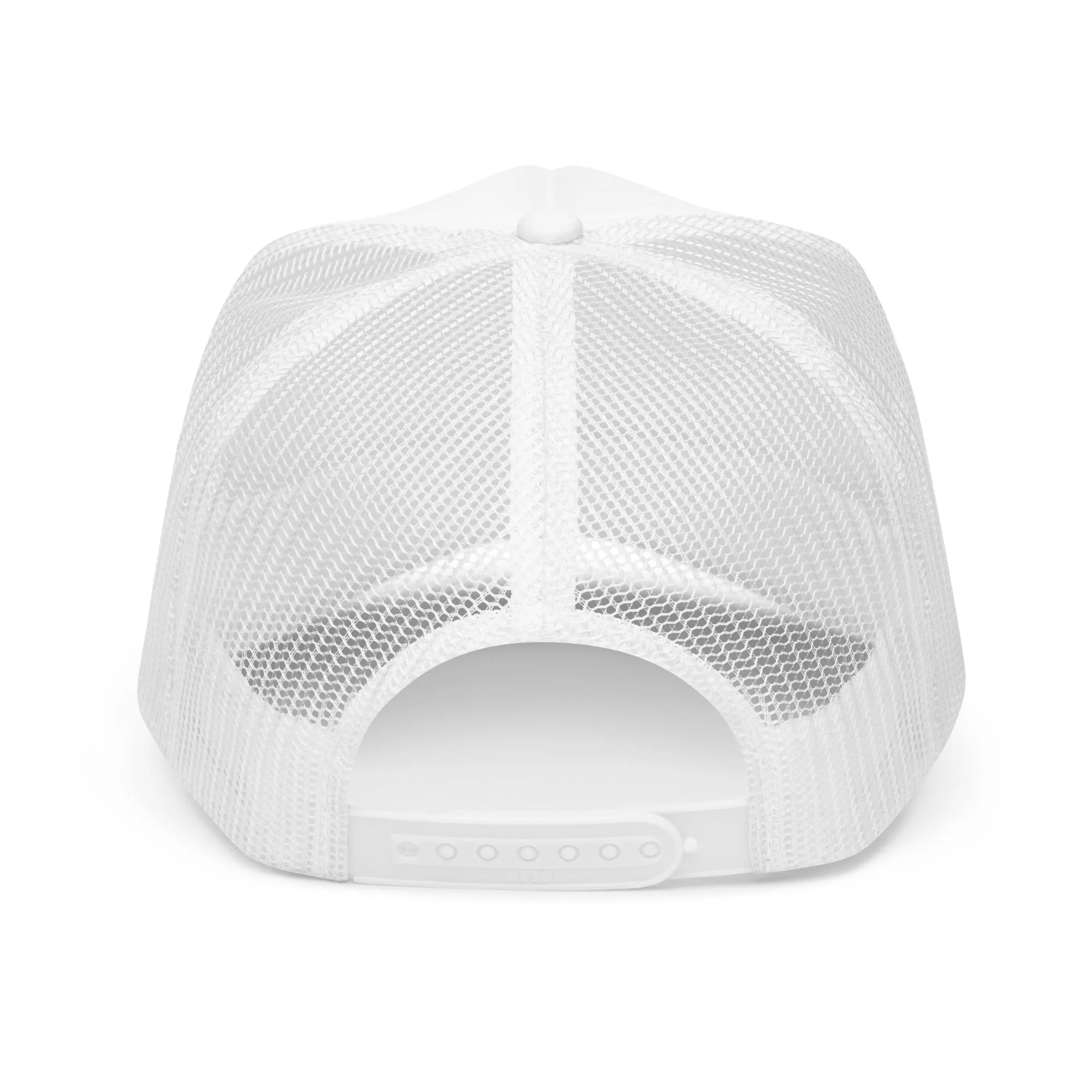 Detroit Foam Trucker Hat - White - Embroidered with Blue