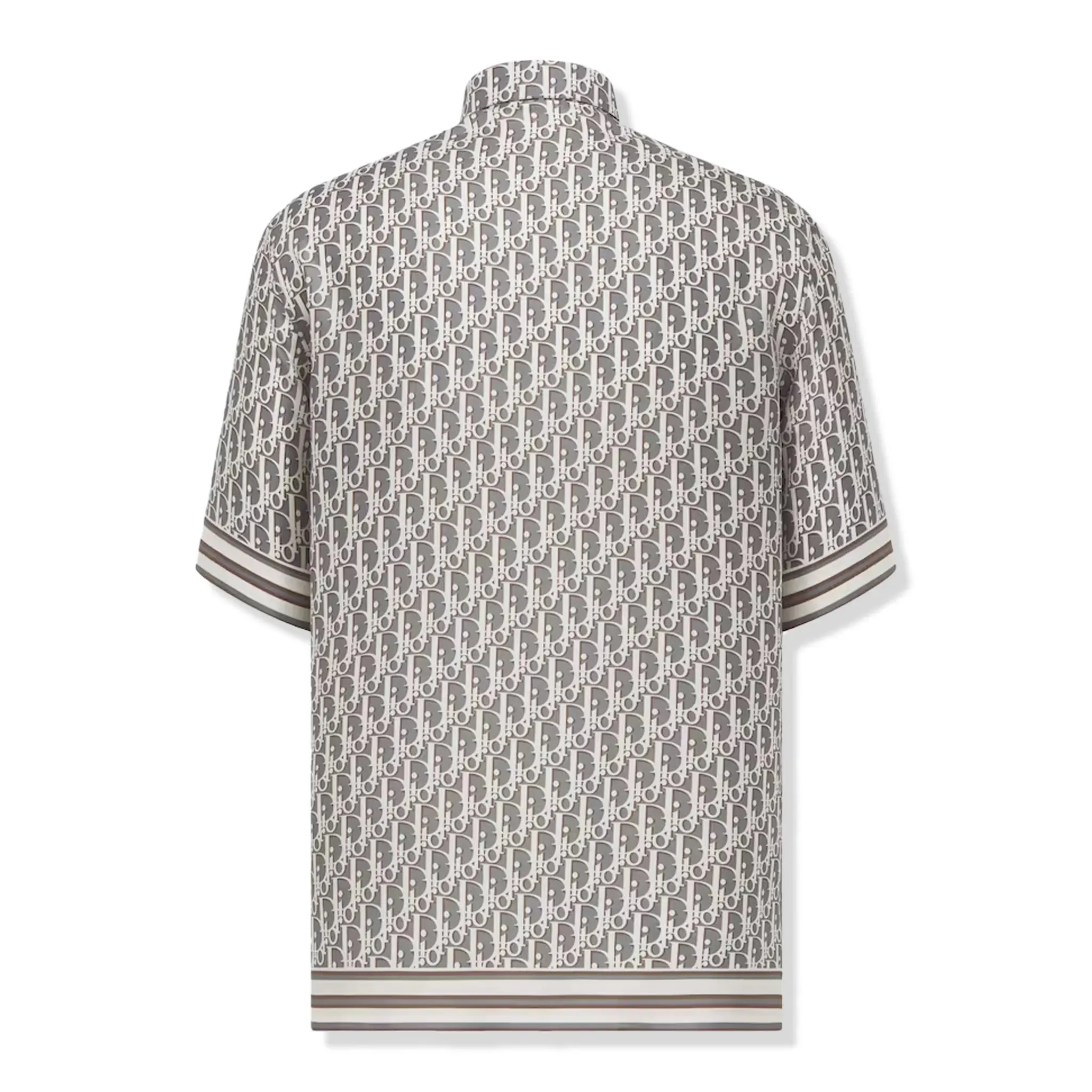 Dior Oblique Short Sleeved Grey Silk Twill Shirt