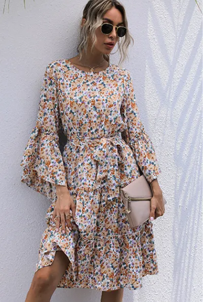 Ditsy Daisy Chiffon Boho Maxi Dress