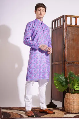 Elegant Print Cotton Kurta Purple Color