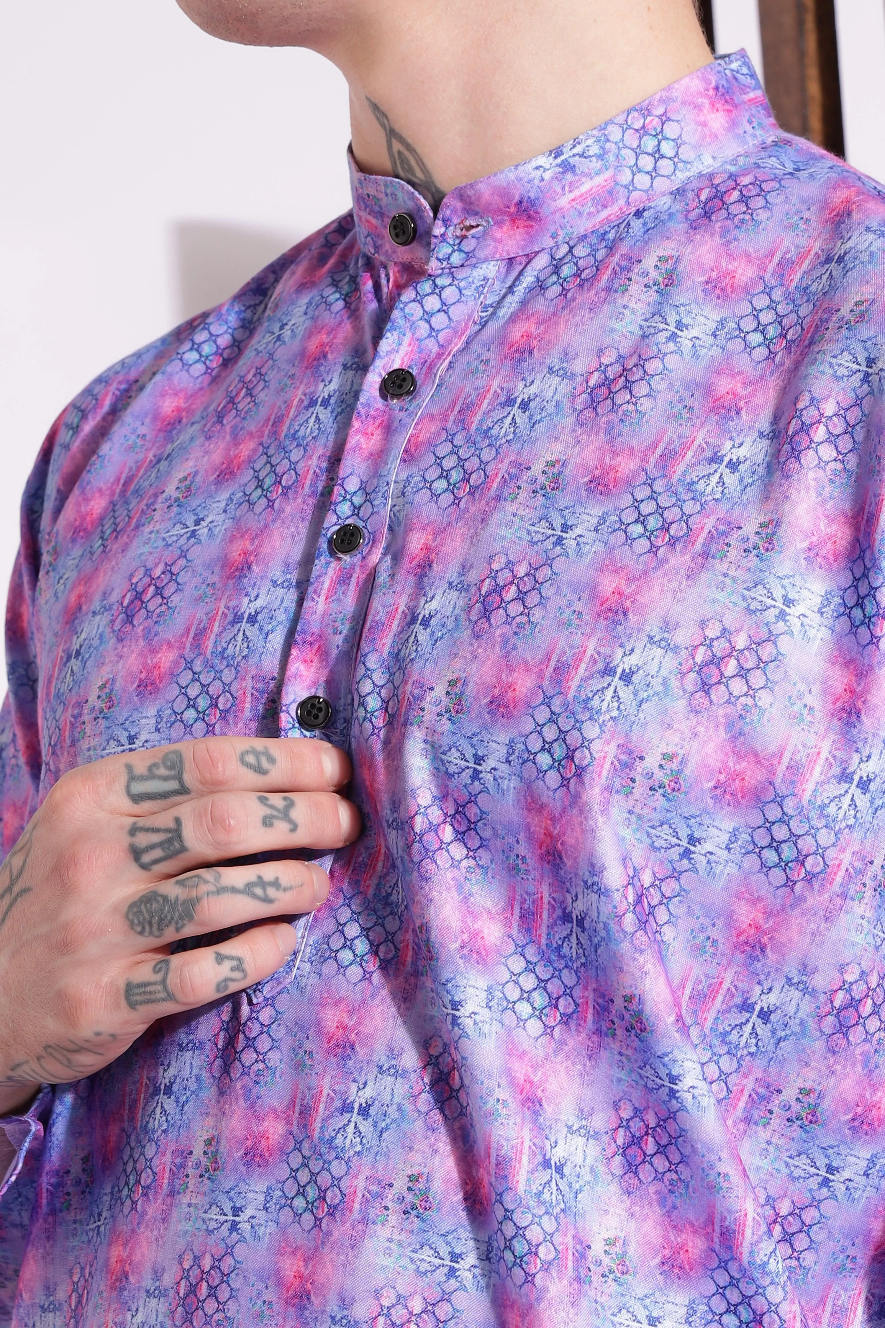 Elegant Print Cotton Kurta Purple Color