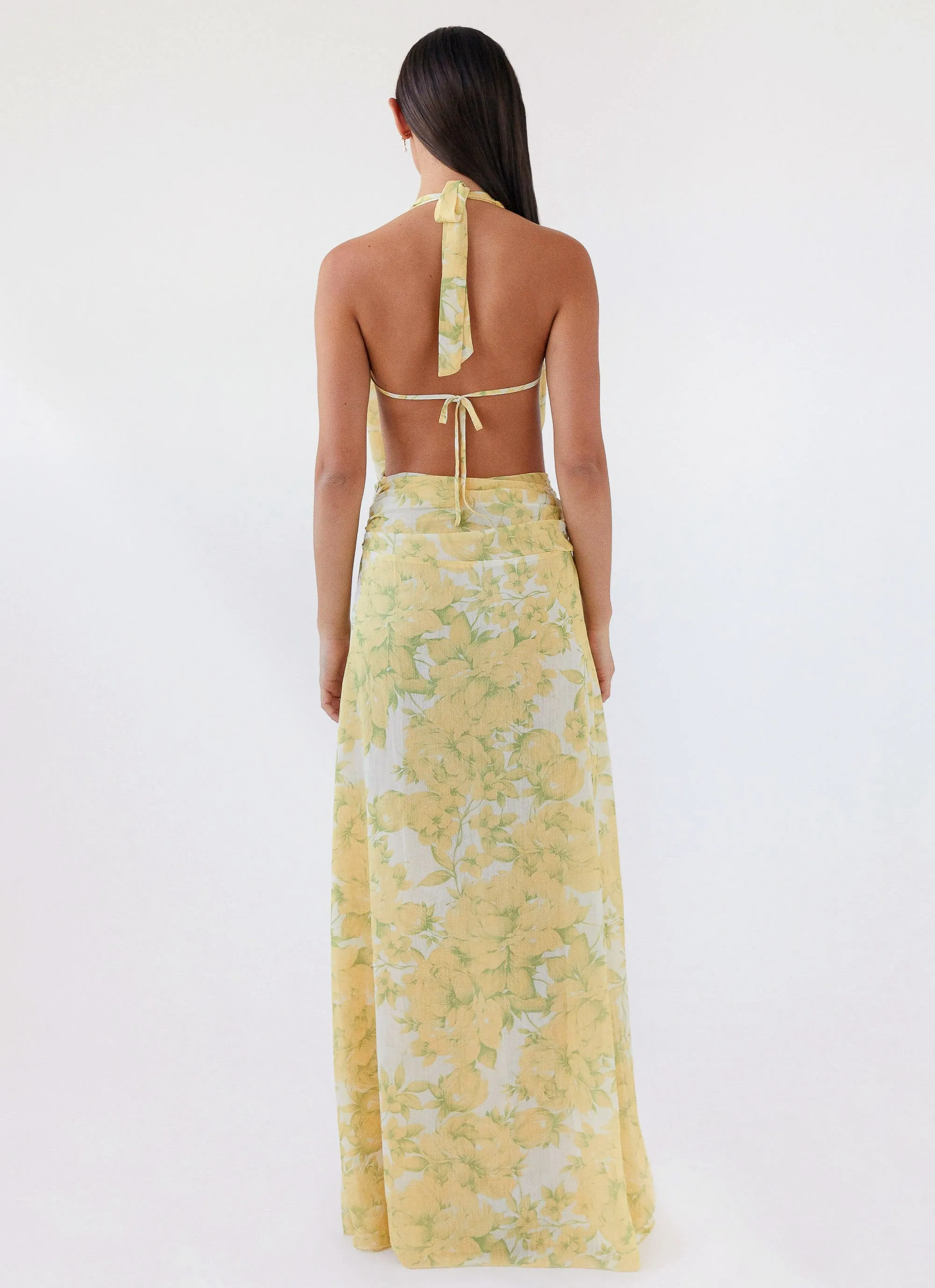 Elysia Chiffon Maxi Dress - Daffodil