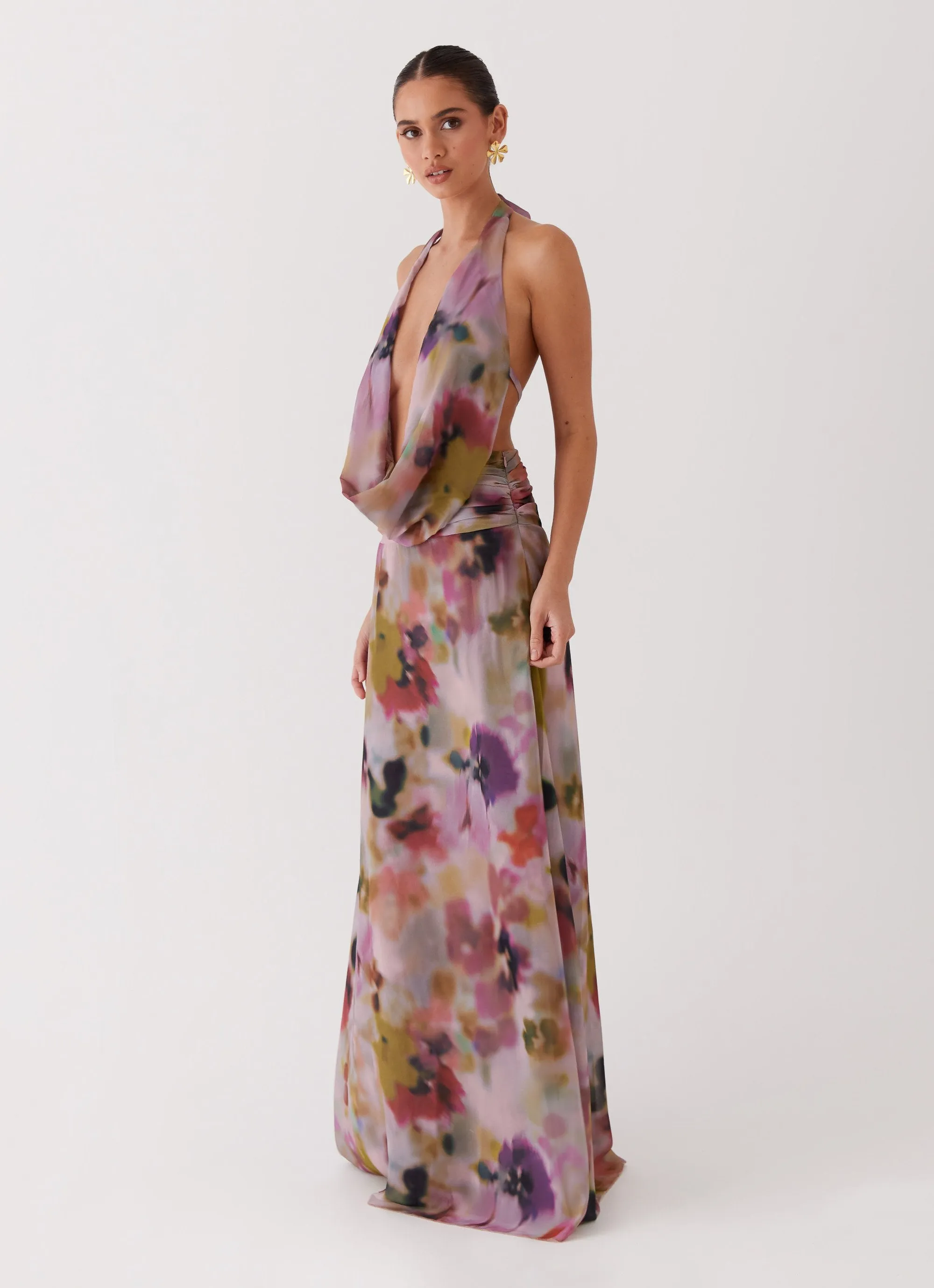 Elysia Chiffon Maxi Dress - Mystic Meadow