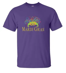 Embroidered Mardi Gras New Orleans Purple Mask T-Shirt