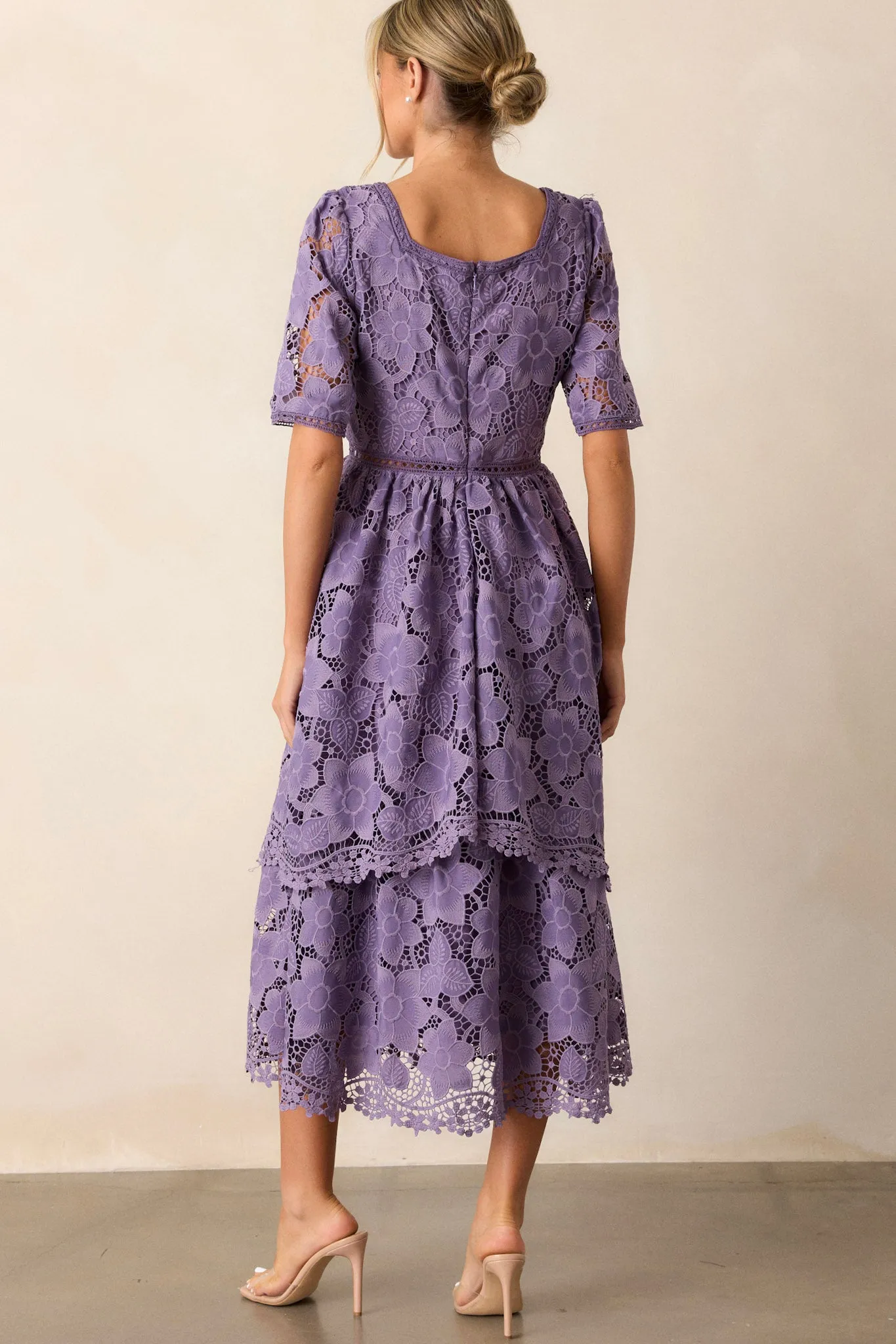 Eternal Romance Lilac Floral Embroidered Midi Dress