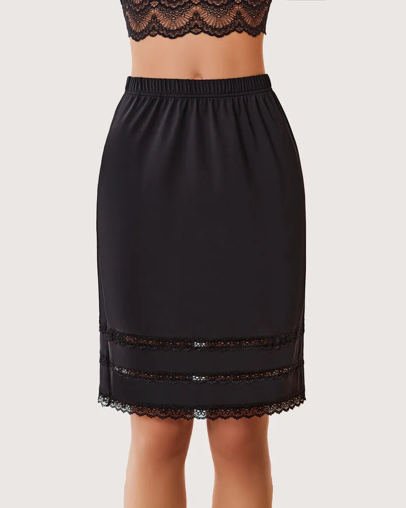 Extender Lace Trim Knee Length Short Skirt