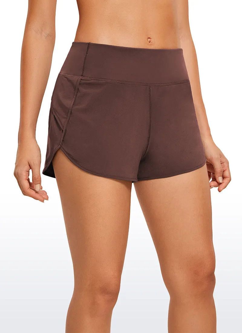 Feathery-Fit Soft High Rise Lined Shorts with Flat Waist 2.5''