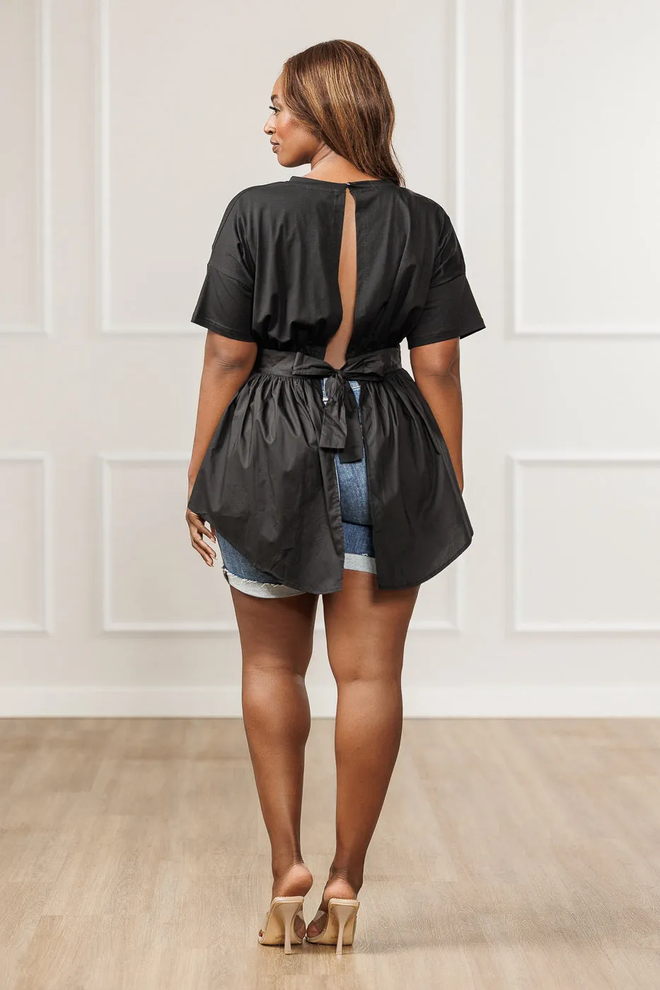 FINAL SALE - Jamela High-Low Empire Waist Top - Black