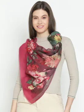 Floral Design Wool Lurex Printed Stole