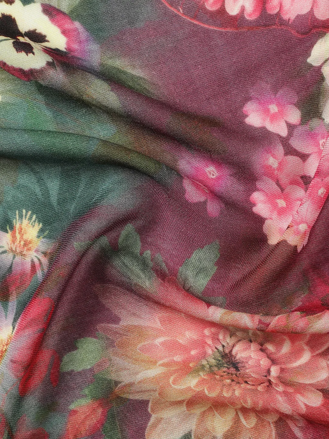 Floral Design Wool Lurex Printed Stole