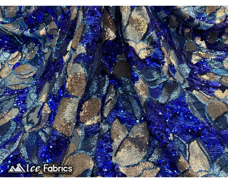 Floral Embroidered Heavy Stretch Sequin Fabric