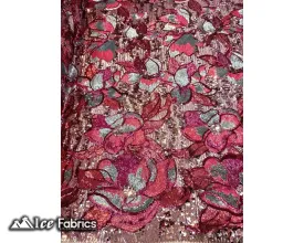 Floral Embroidered Heavy Stretch Sequin Fabric