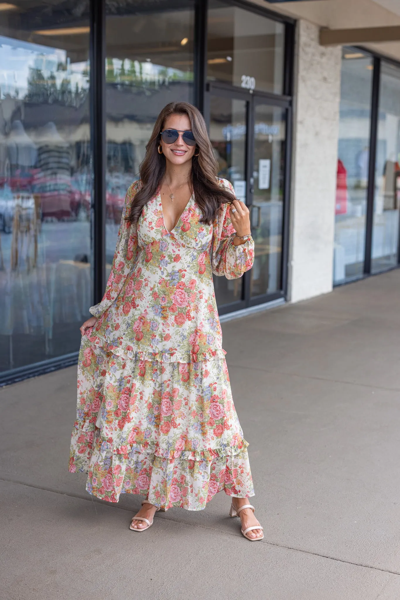 Floral Stunner Cream Maxi Dress