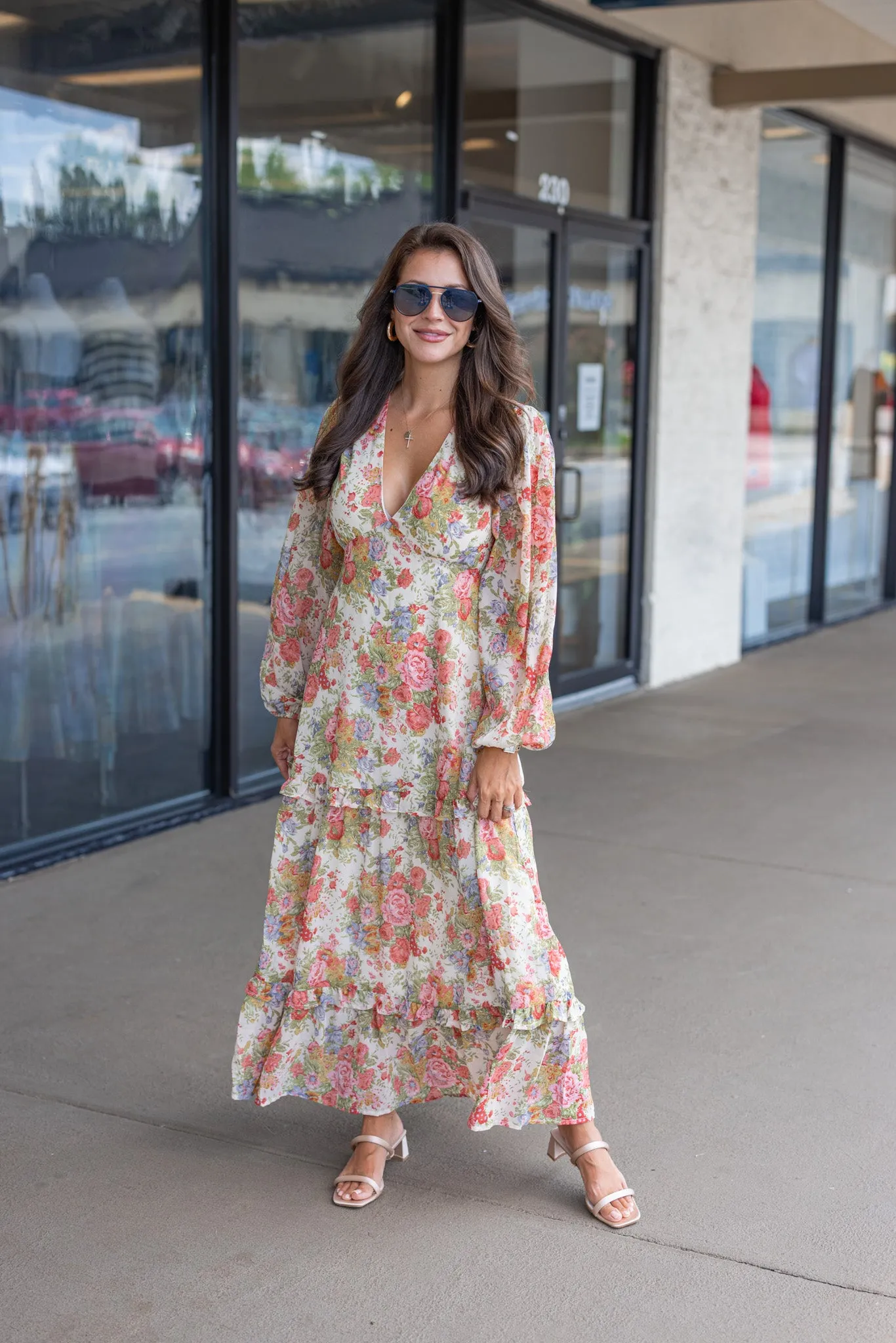 Floral Stunner Cream Maxi Dress