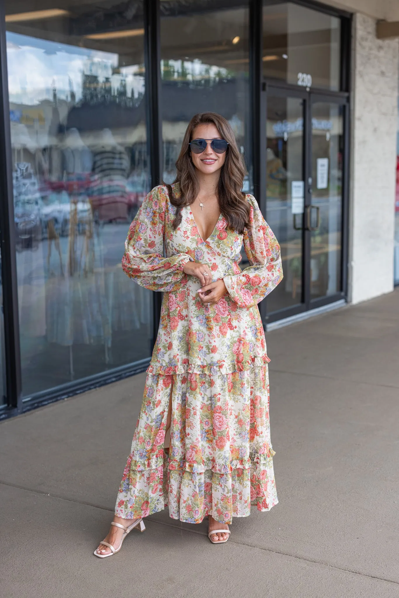 Floral Stunner Cream Maxi Dress