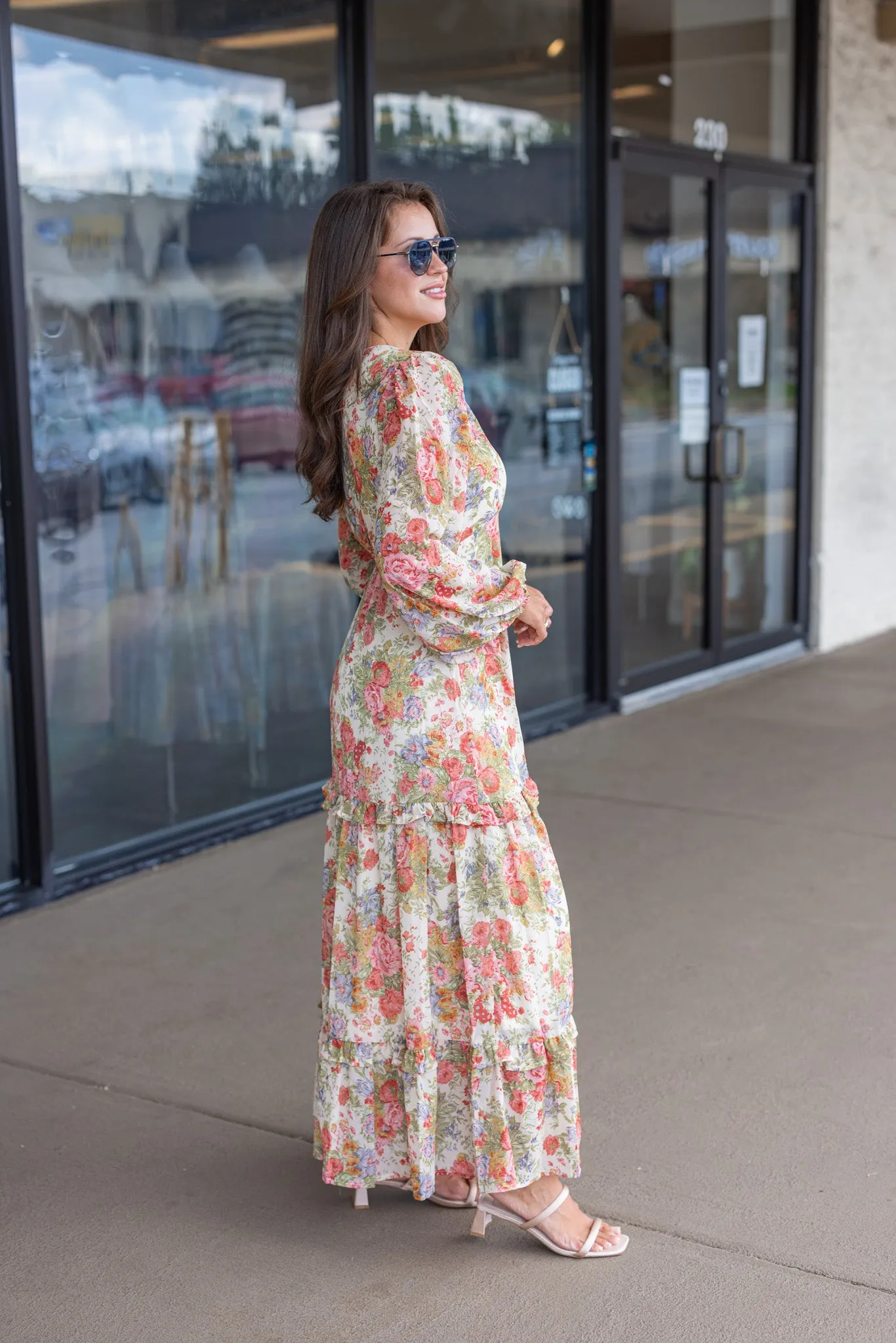 Floral Stunner Cream Maxi Dress