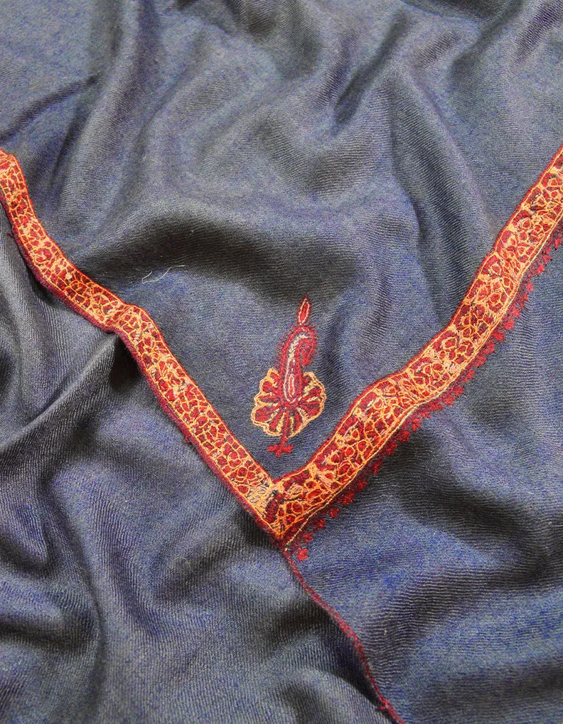 french navy embroidery pashmina shawl 8602