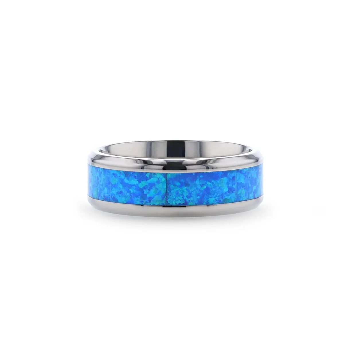 GALAXY | Titanium Ring Blue Green Opal Inlay