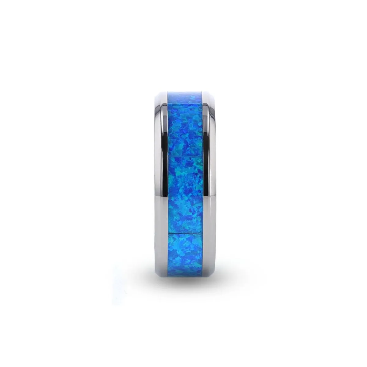 GALAXY | Titanium Ring Blue Green Opal Inlay