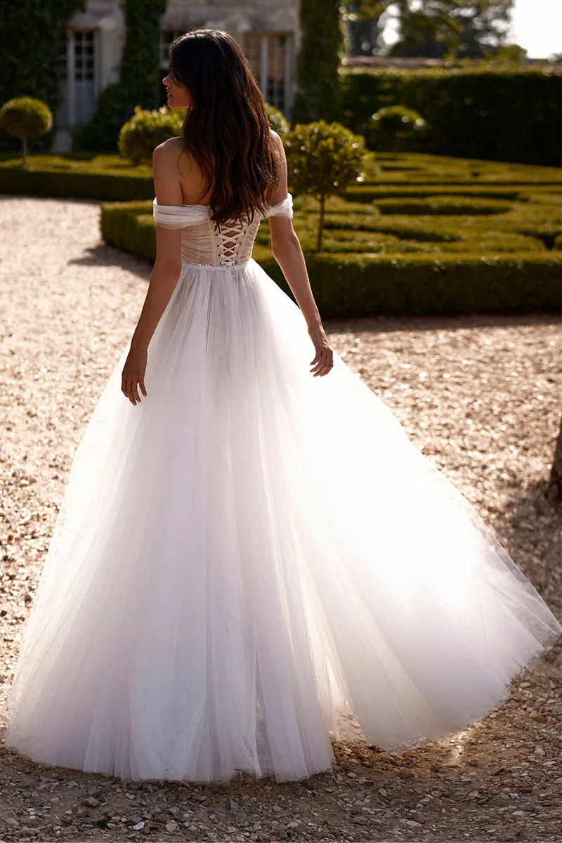 Galina Off-the-Shoulder A-Line Wedding Dress