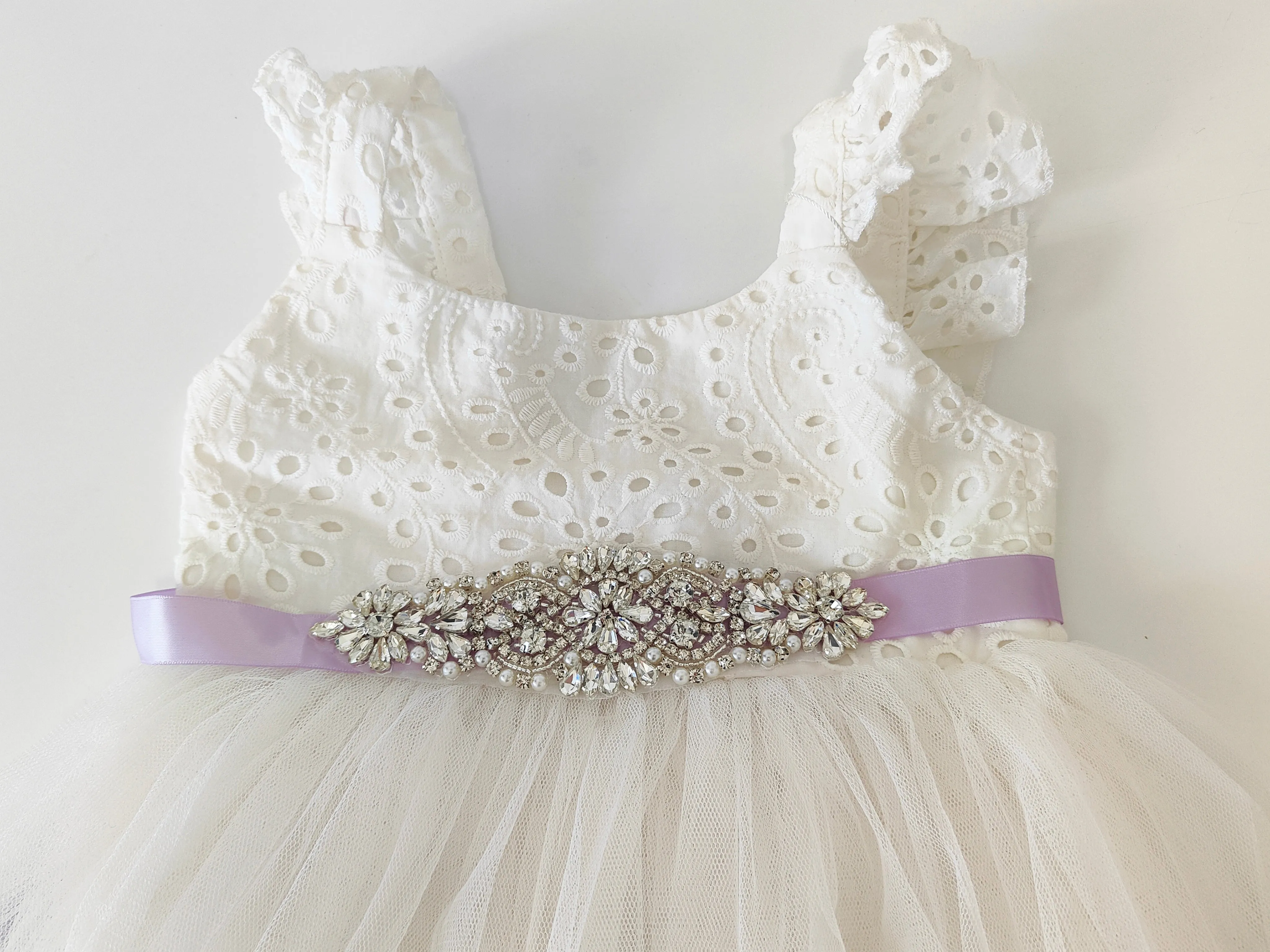 Girls Diamante Sash Belt - Purple