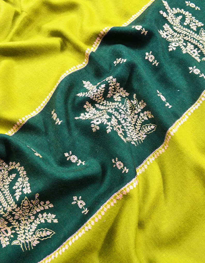 green embroidery pashmina shawl 7992