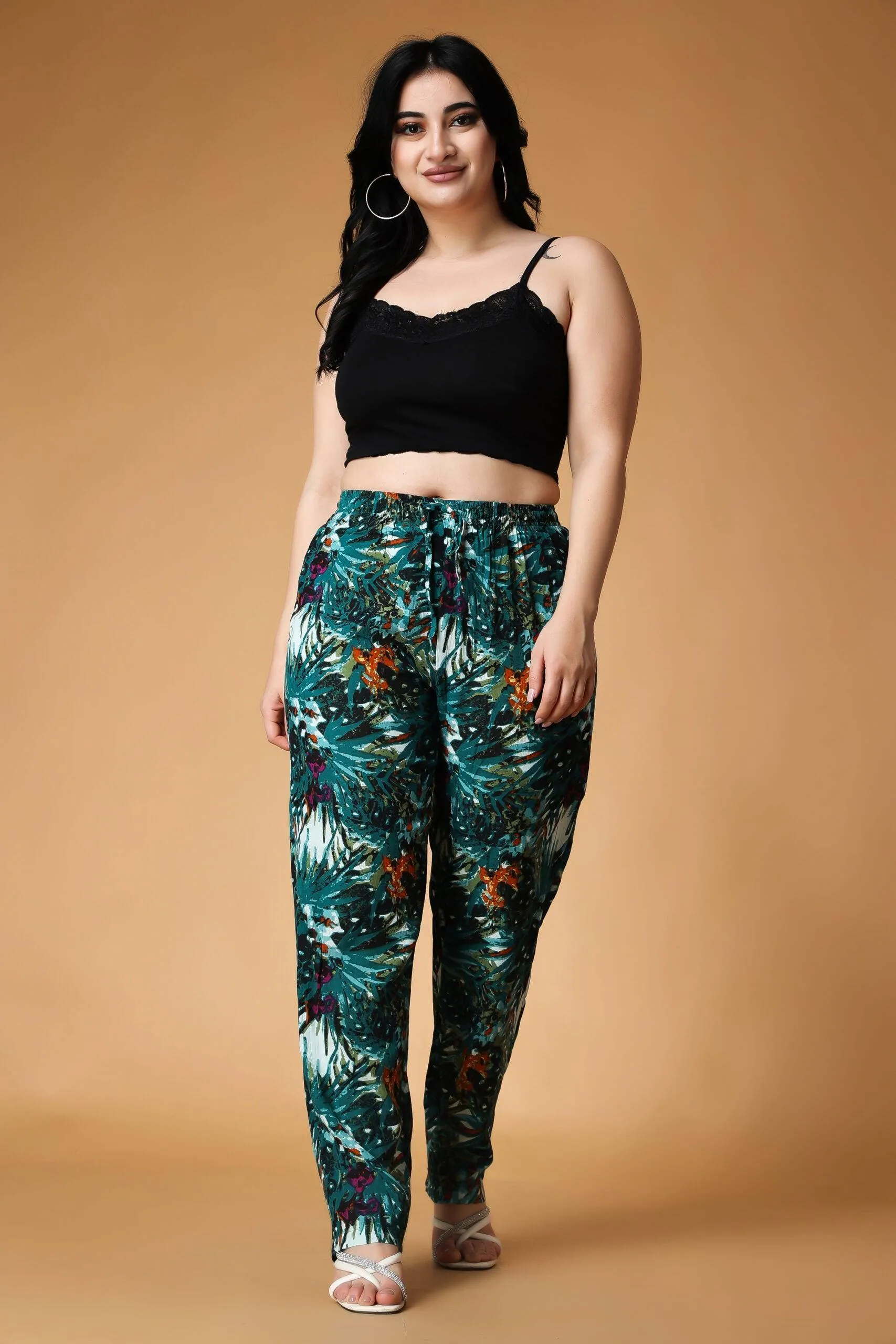 Green Floral Printed Pyjamas