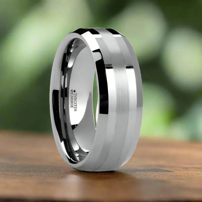 HALSTEN | Tungsten Ring Inlay Beveled