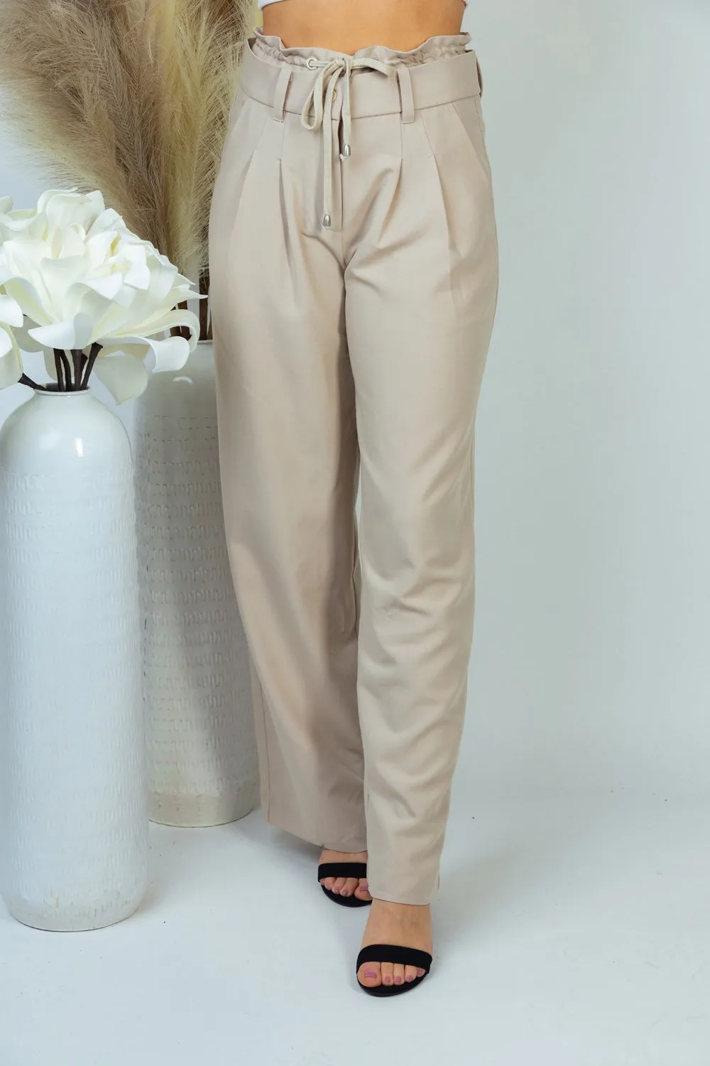 High Waisted Trouser Khaki Pants