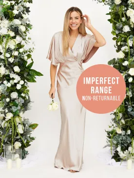 IMPERFECT Angel Sleeve Satin Maxi Dress / Champagne