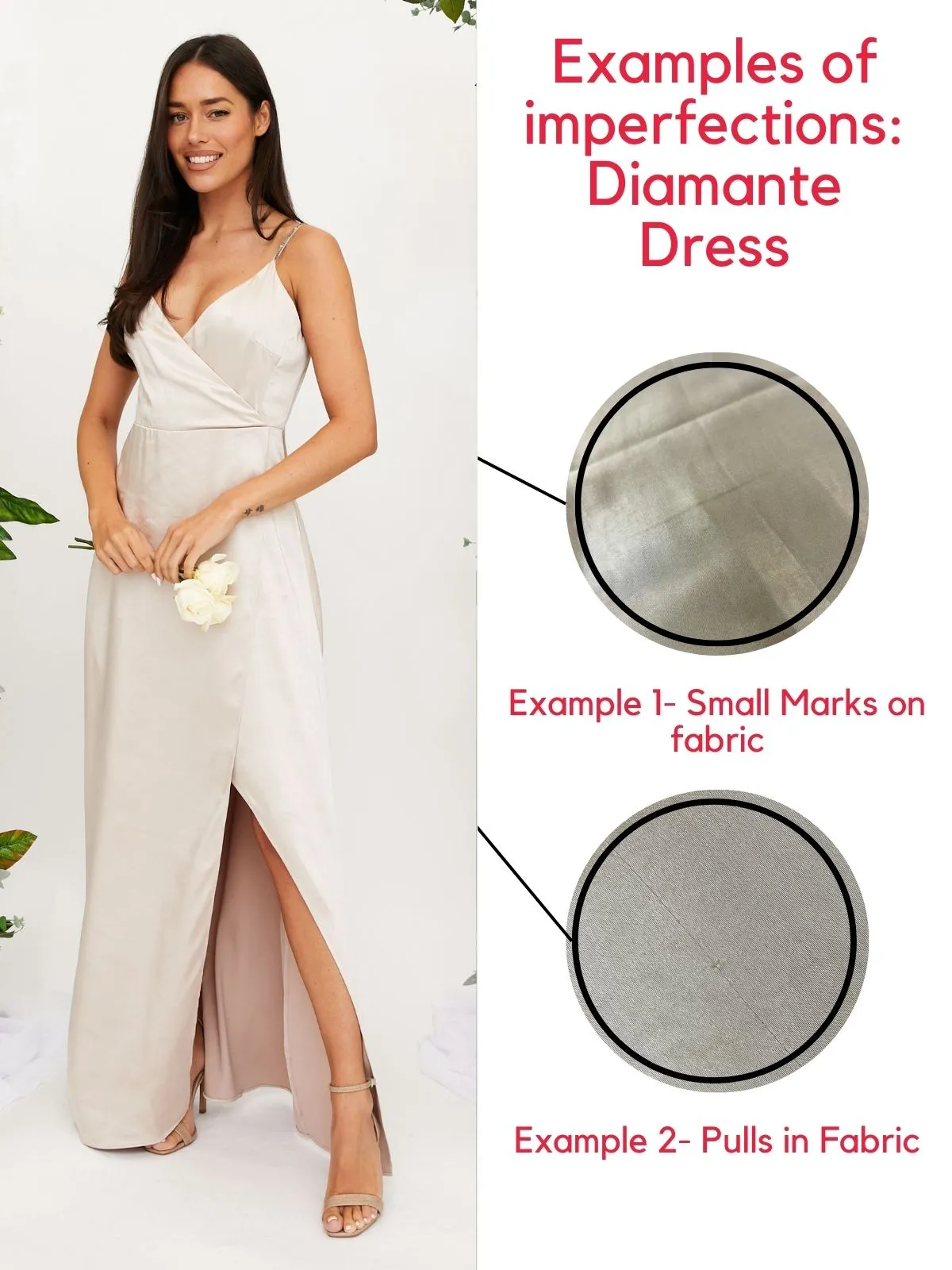 IMPERFECT Diamante Strap Maxi Satin Dress / Champagne