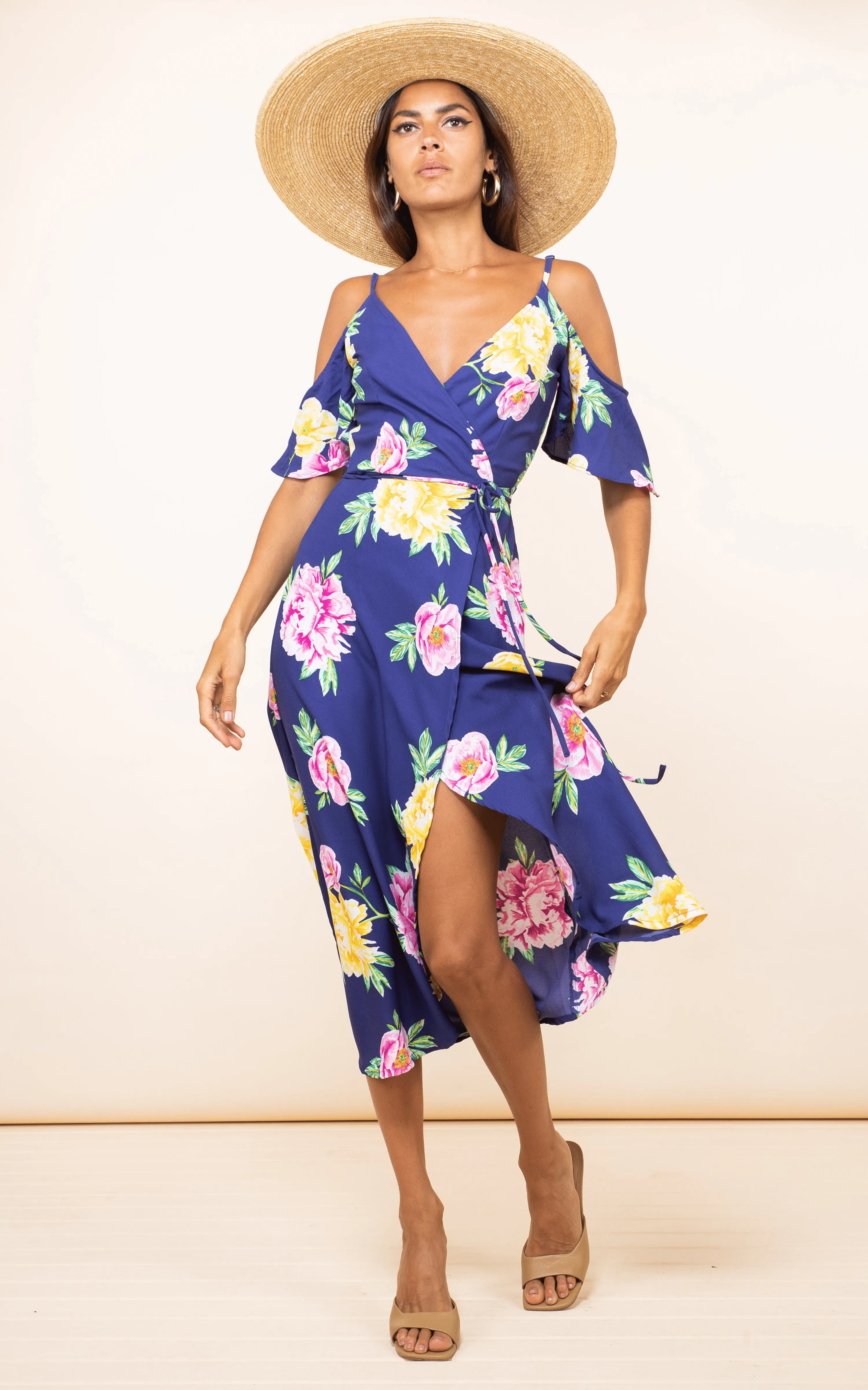 Ivy Dress In Navy Peony Print