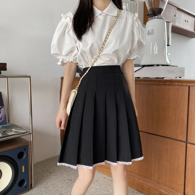 Japanese Summer Kawaii Lace Pleated Skirt