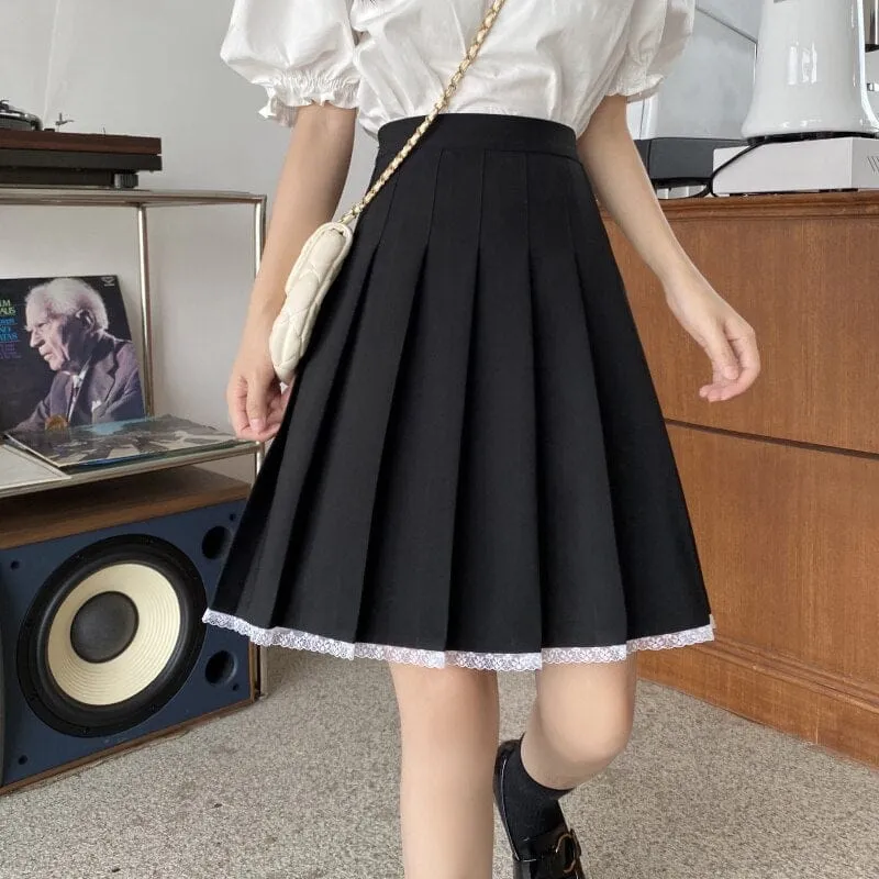 Japanese Summer Kawaii Lace Pleated Skirt