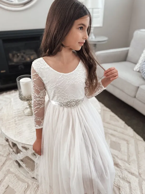 Juliette Ivory Flower Girl Dress - Full Length