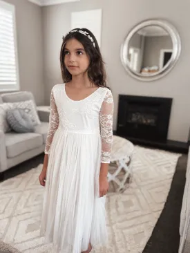 Juliette Ivory Flower Girl Dress - Full Length