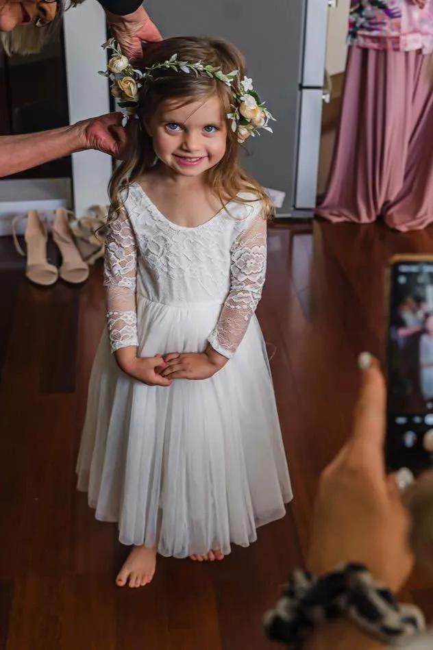 Juliette Ivory Flower Girl Dress - Full Length