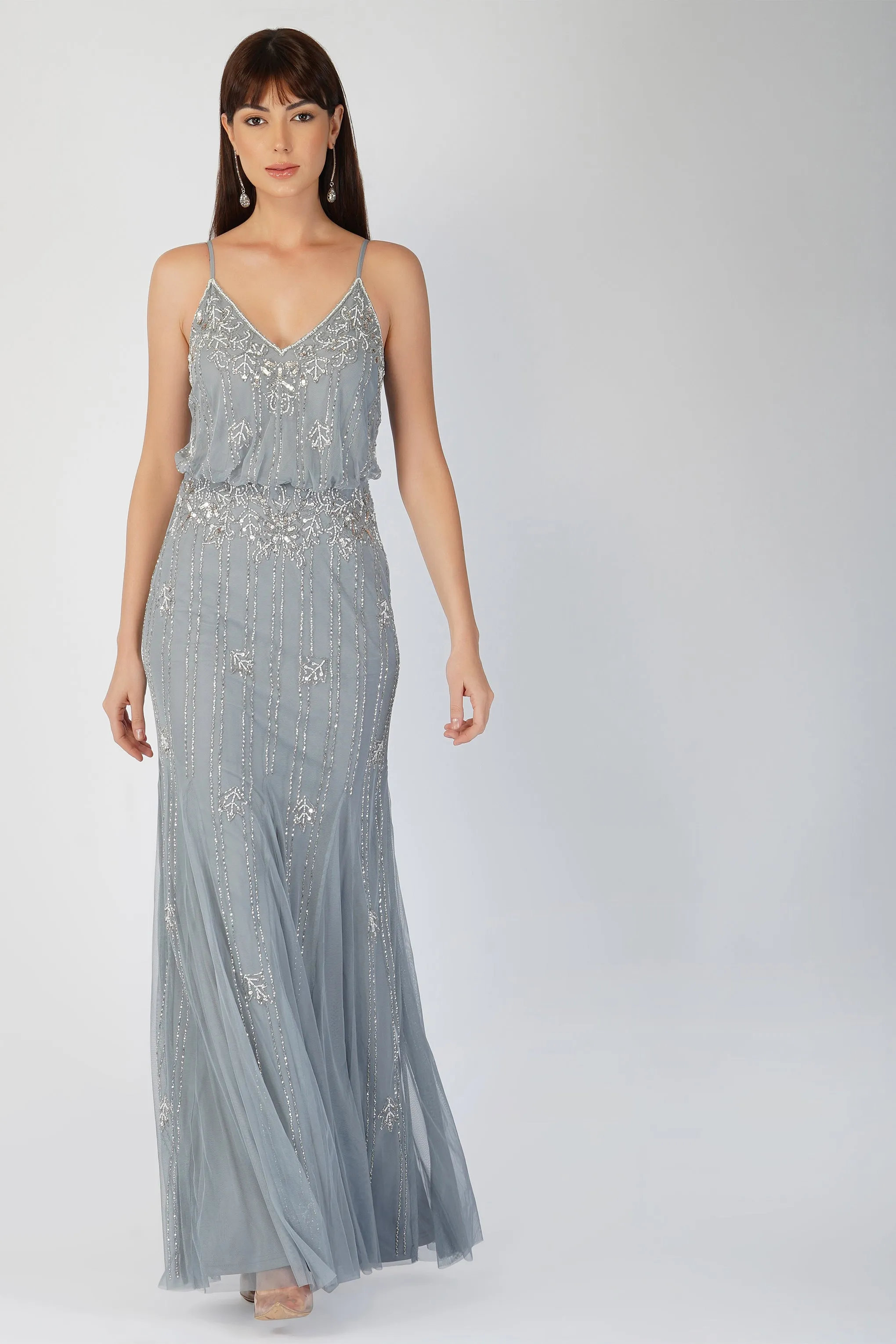 Keeva Blue Grey Bridesmaid Dress