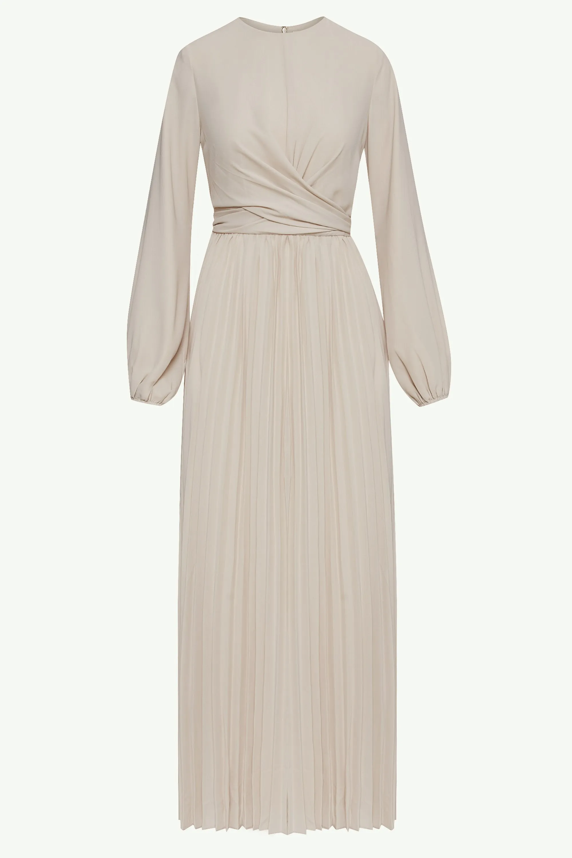 Layana Pleated Wrap Waist Maxi Dress - Off White