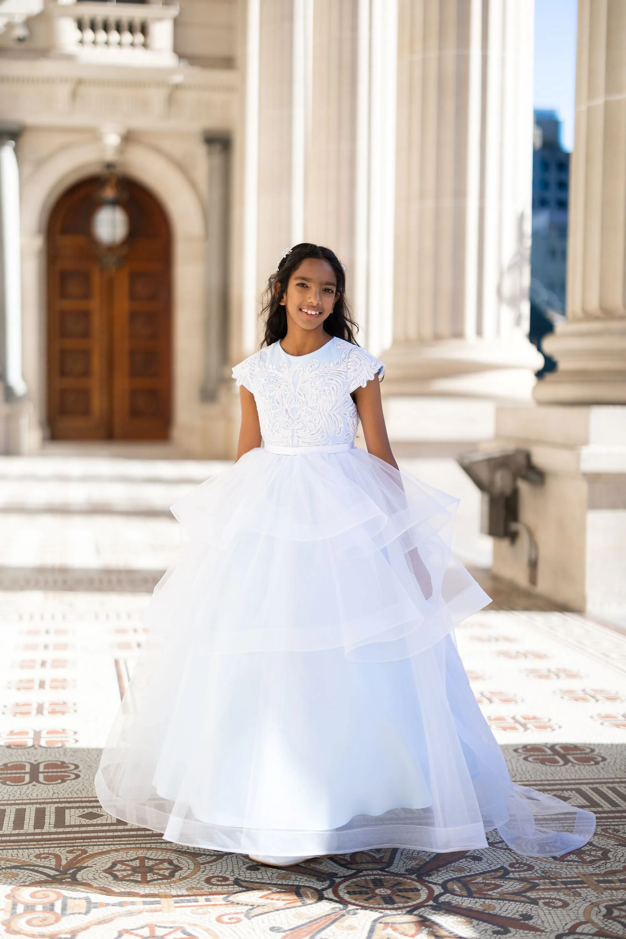 Lourdes - Royal style junior bridesmaid dress