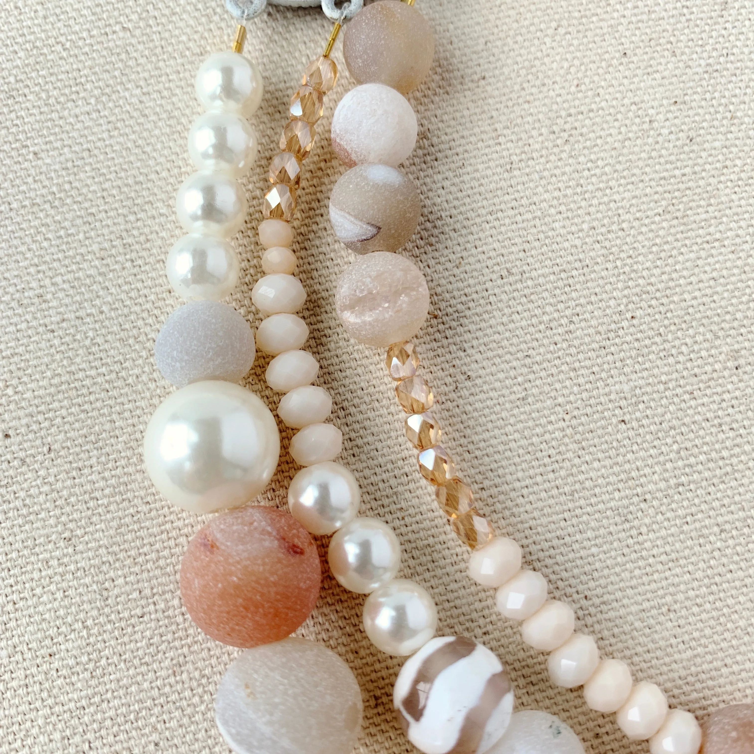 Magnolia Collection Calla Lily Pearl and Agate Bib Necklace