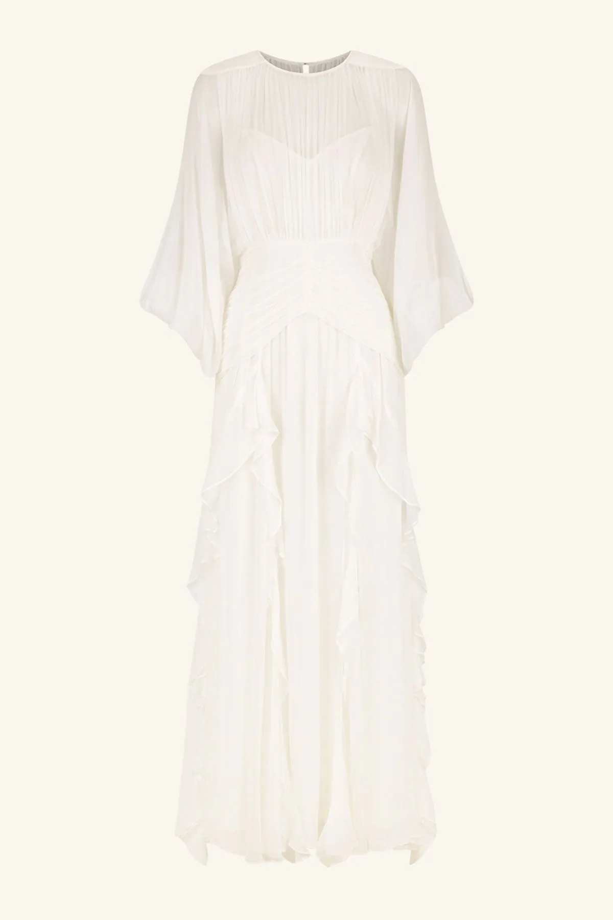 MARGOT ROUND NECK BALLOON SLEEVE MAXI DRESS - IVORY