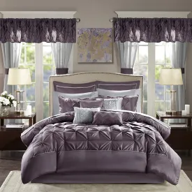 Master Bedroom 24 Piece Room-in-a-Bag Faux Silk Comforter Set Bedding Curtains Pillows