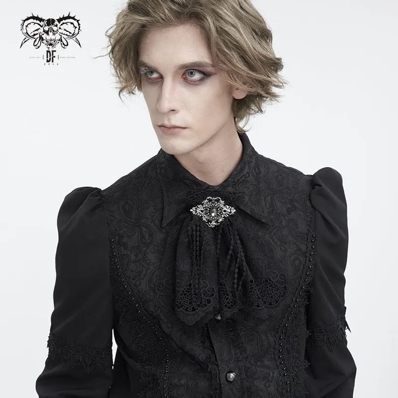 Men's Gothic Floral Embroidered Ruffled Lace Neckwear