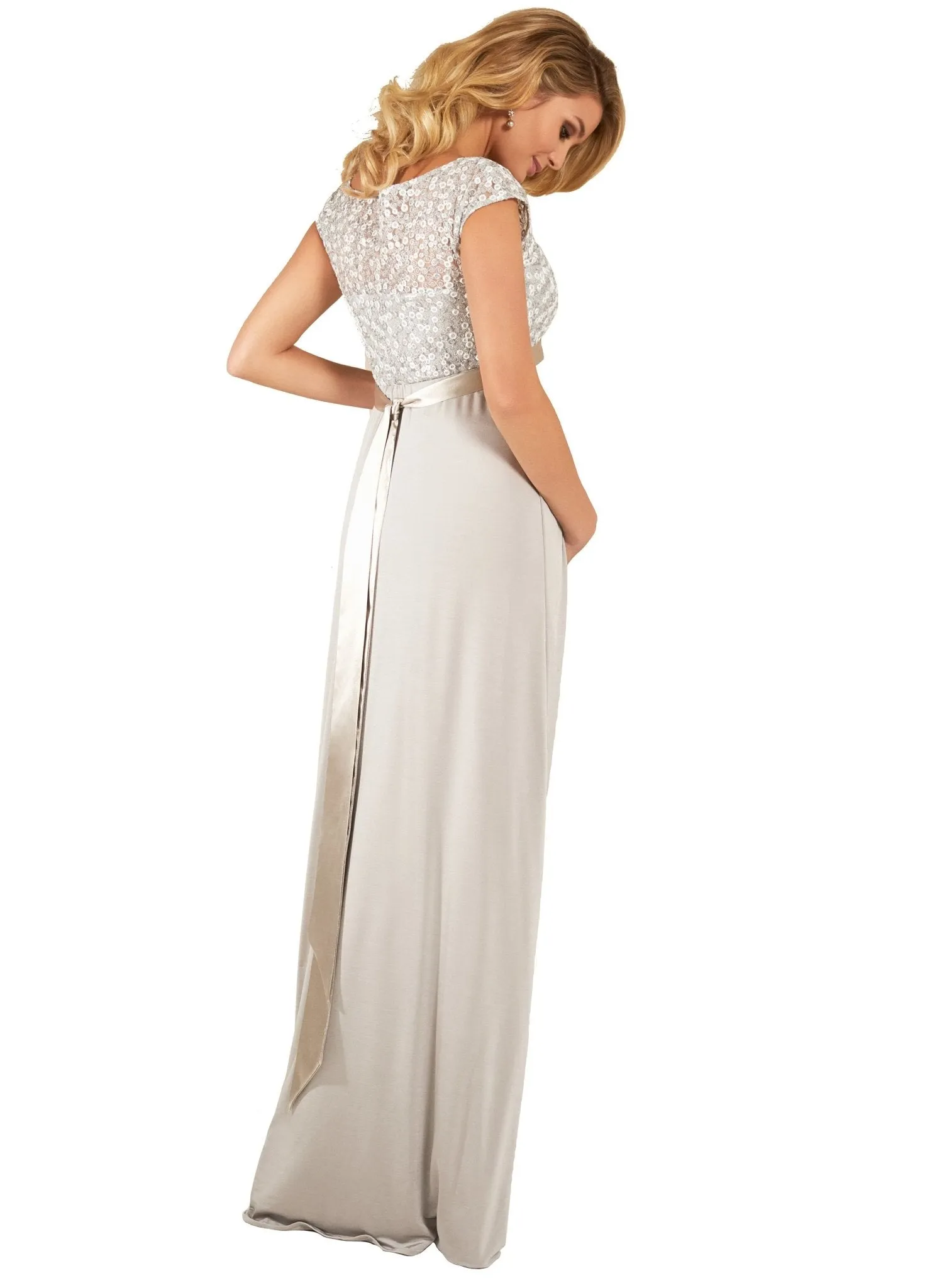 Mia Maternity Gown - Silver