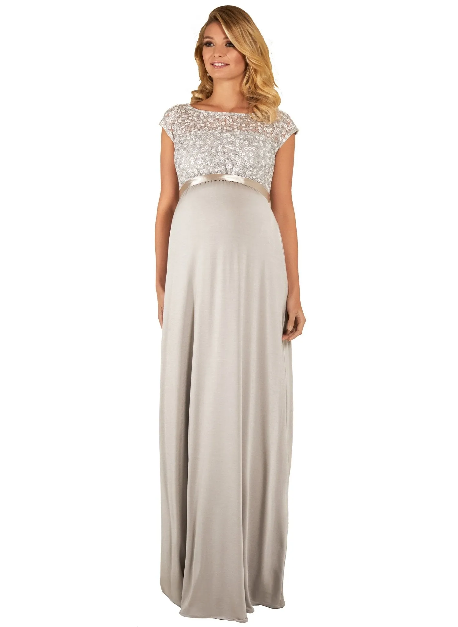 Mia Maternity Gown - Silver