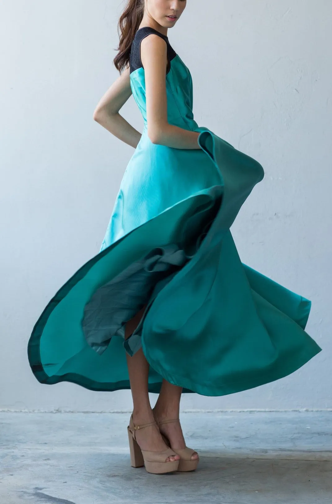 Mila A-line gown in aqua