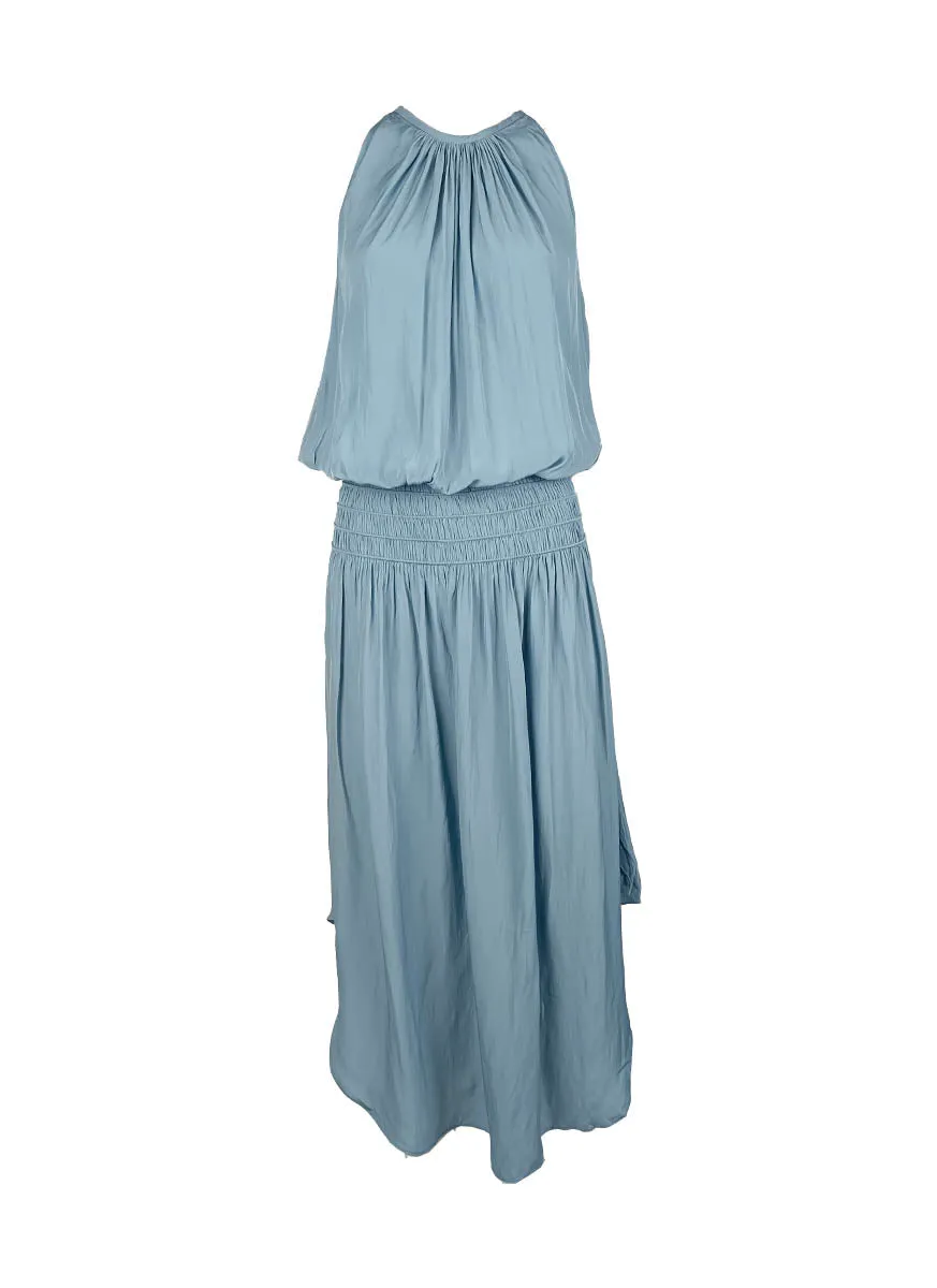 N180079 Front & Back Midi Dress *Light Blue